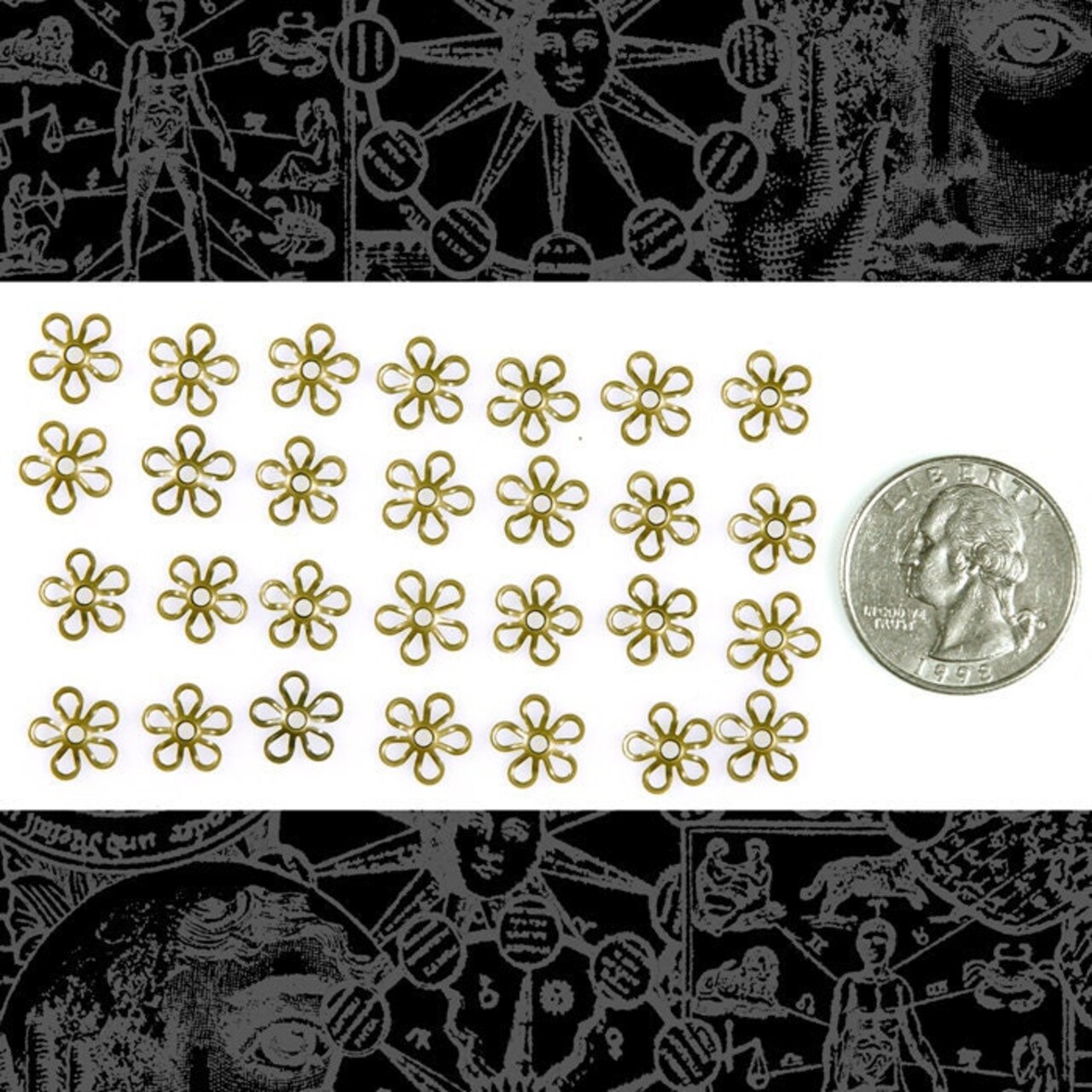 Antiqued Brass 8mm Open Five Leaf Bead Caps for 6mm Beads - Set of 24 - AB-BC15